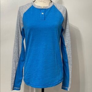American Eagle Outfitters Blue and Gray Long Sleeve Tee
